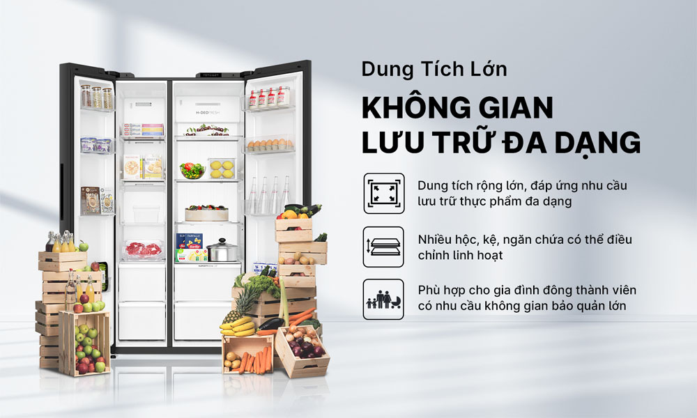 Tủ Lạnh Aqua AQR-S633XA(SL) đáp ứng nhu cầu lưu trữ đa dạng