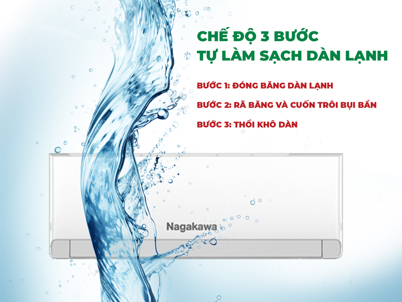 Mua điều hòa Nagakawa giá rẻ – Giải pháp tự động làm sạch dàn lạnh, bảo vệ sức khỏe