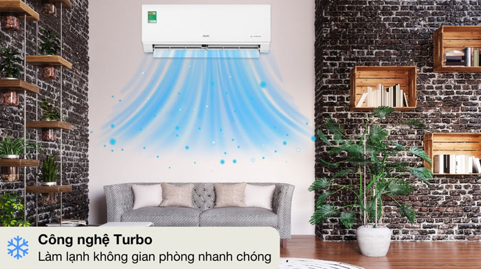 máy lạnh AUX AW10CAA4DI-3VN sử dụng chế độ làm lạnh nhanh Turbo