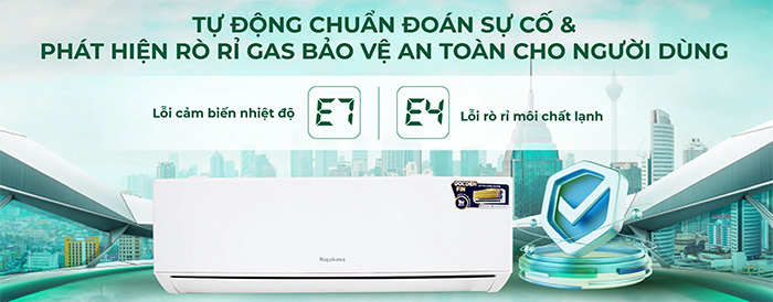 điều hòa NS-C18R2T30 có tính năng cảnh báo sự cố và phát hiện rò rỉ gas