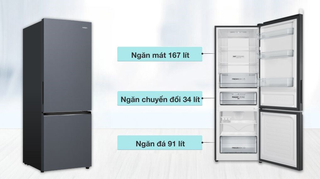 Tủ lạnh Aqua Inverter 292 lít AQR-B360MA(SLB) - Dung tích sử dụng